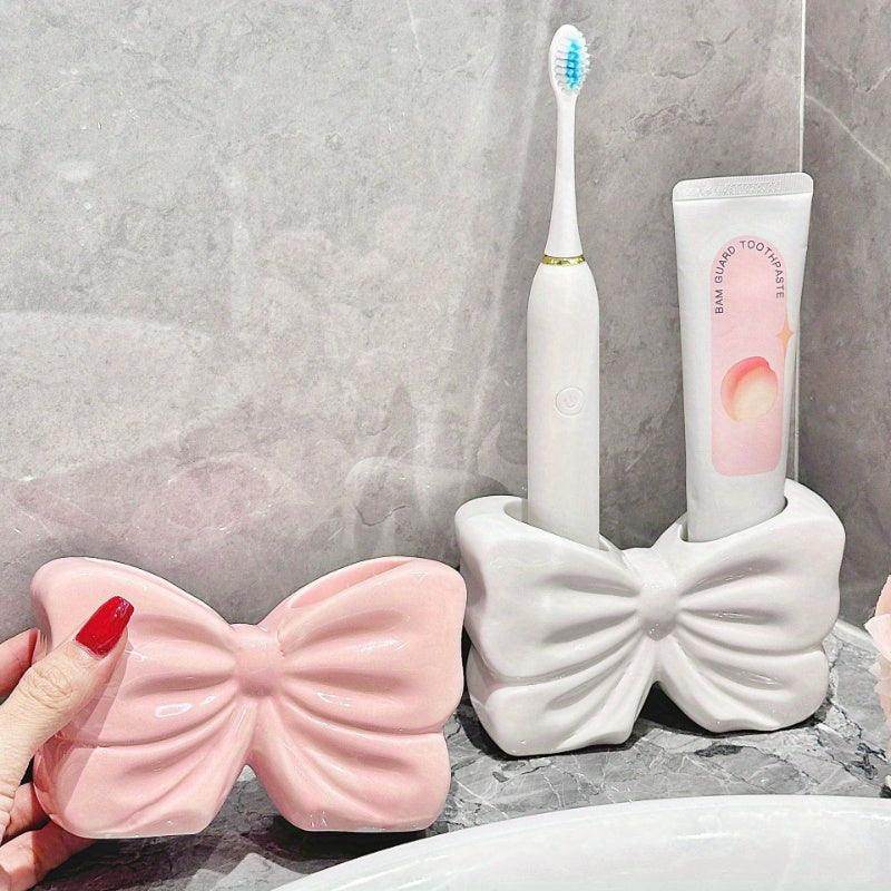 Charming Bowknot Ceramic Toothbrush Holder - My Store