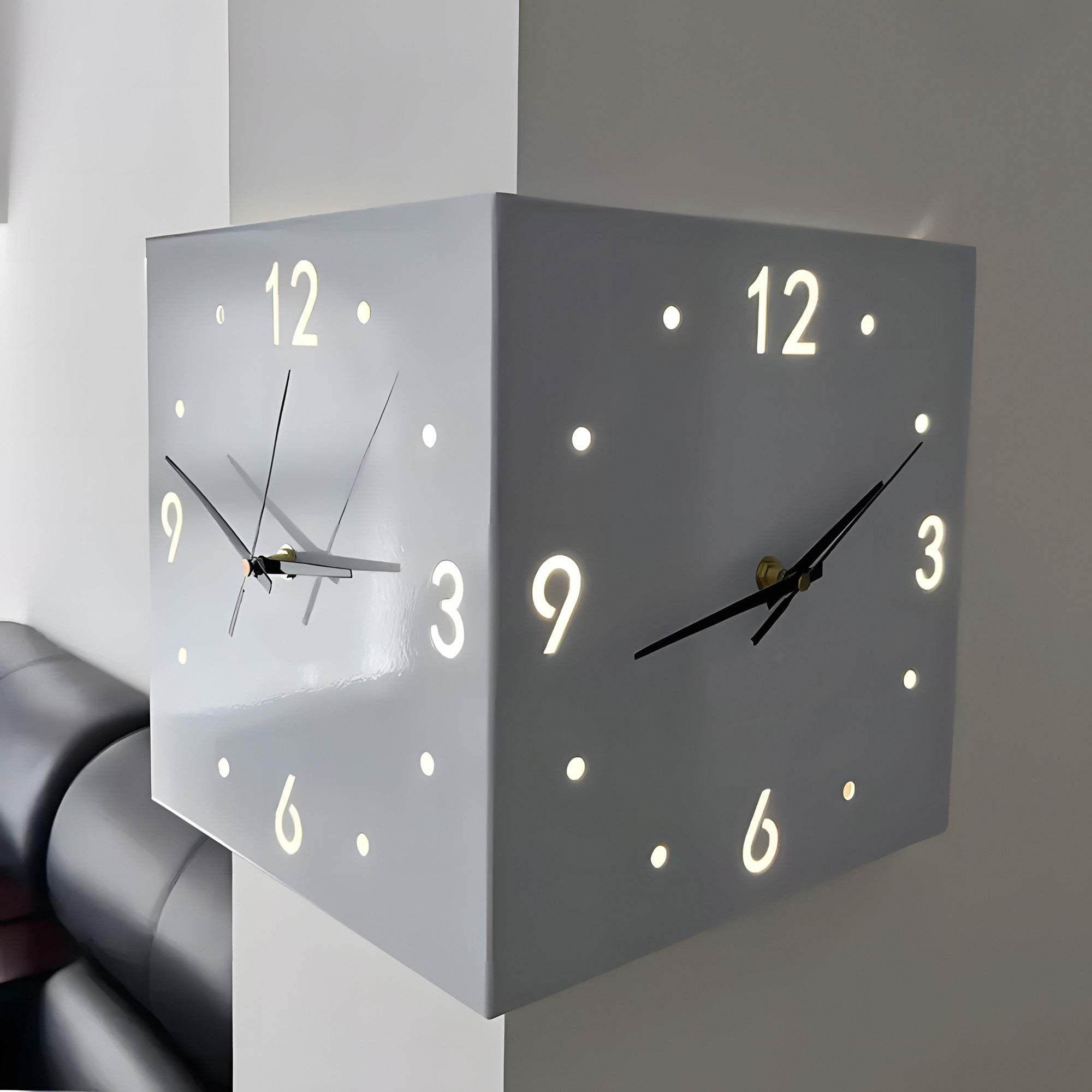 Luminous Dual-Sided Corner Wall Clock - My Store