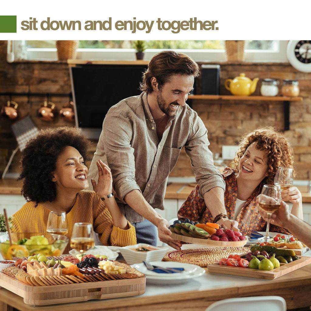 Bamboo Cheese & Meat Board Set - My Store