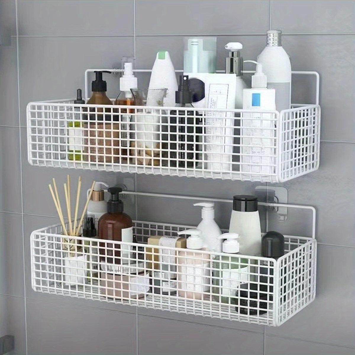 Wall-Mounted Bathroom Storage Rack with Golden Tubes - My Store