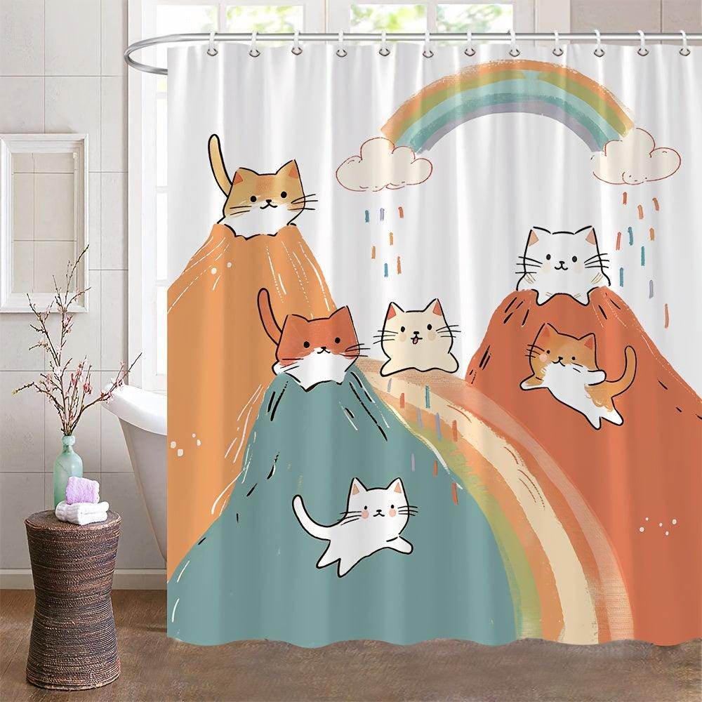 Rainbow Cat Cartoon Shower Curtain - My Store