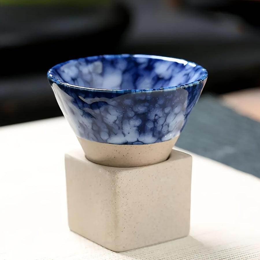 Japanese Rough Pottery Ceramic Espresso Cup with Holder - 100ml - My Store