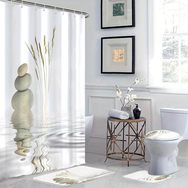Stone Print Bathroom Curtain Set - My Store