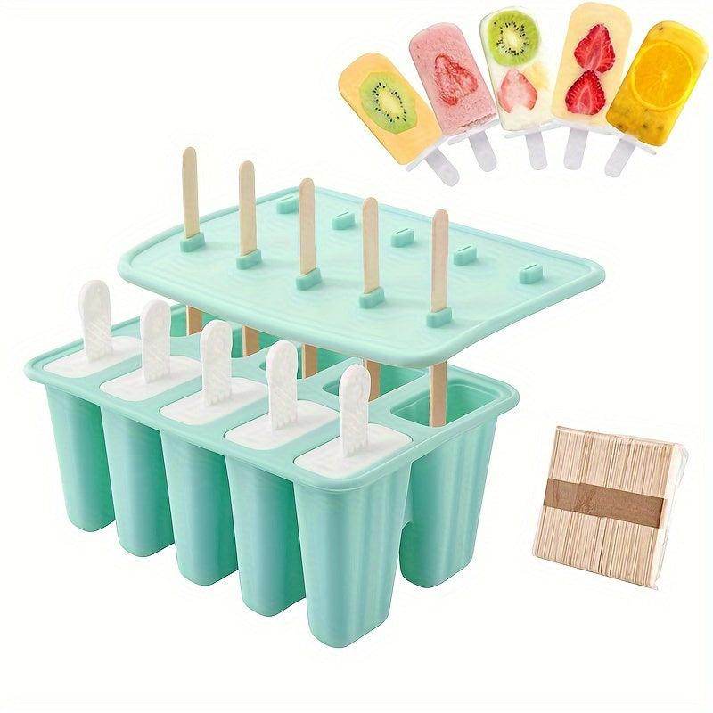 10pcs Reusable Silicone Popsicle Molds with 50 Sticks - My Store