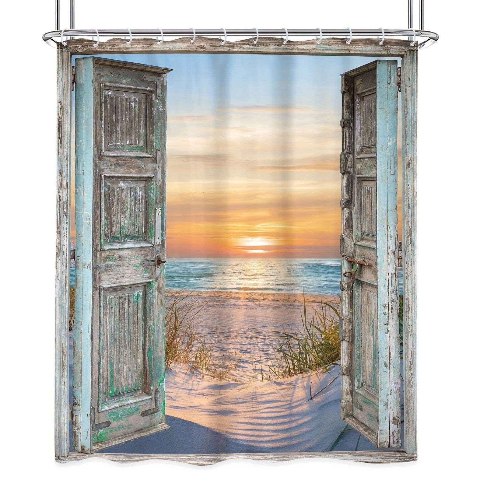 Beach Barn Door Shower Curtain - My Store