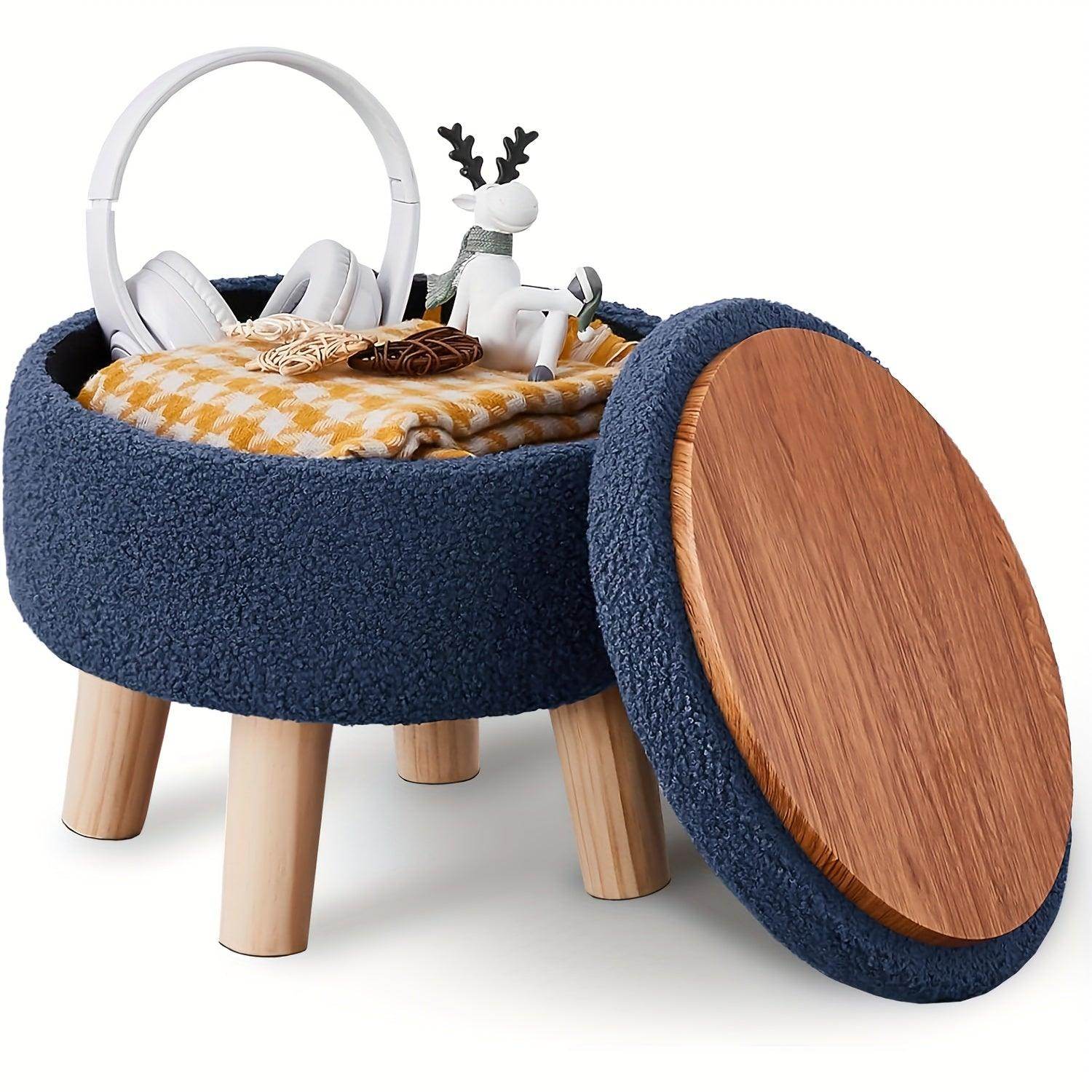Modern Round Velvet Footrest Ottoman - My Store