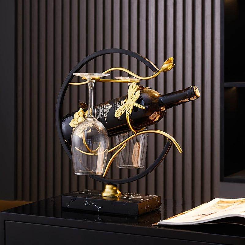 Elegant Metal Wine Rack & Glass Holder - My Store