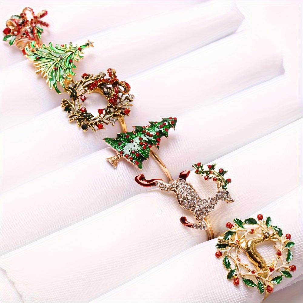 6pcs Elegant Golden Napkin Rings - Versatile Table Decor for Christmas - My Store