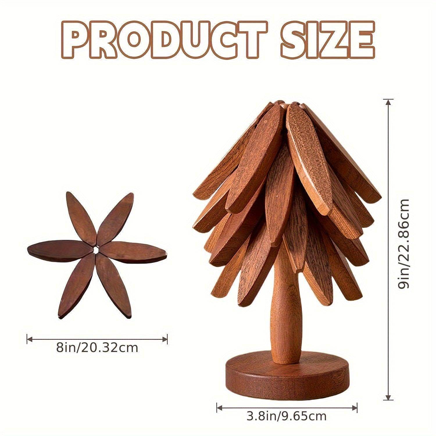 Wooden Tree Shaped Tripod Set with Coasters - My Store