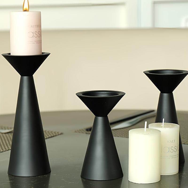 Modern Black Iron Candle Holder Set - My Store