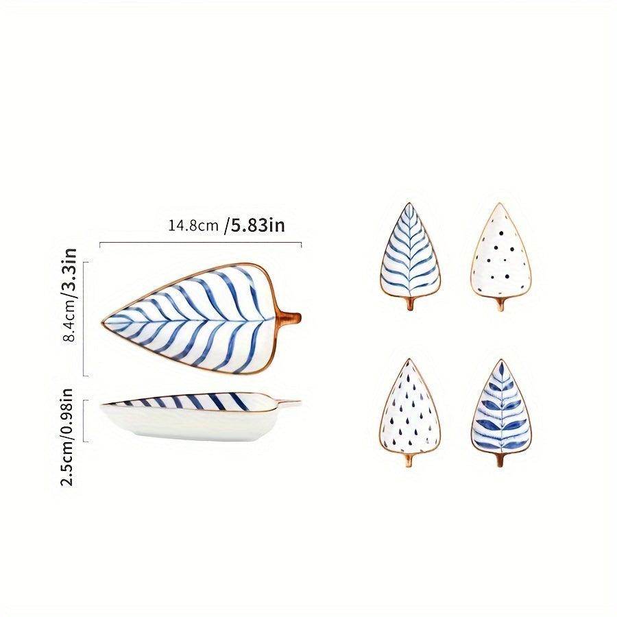 Ceramic Leaf-Shaped Snack Tray Set (4-Pieces) - My Store