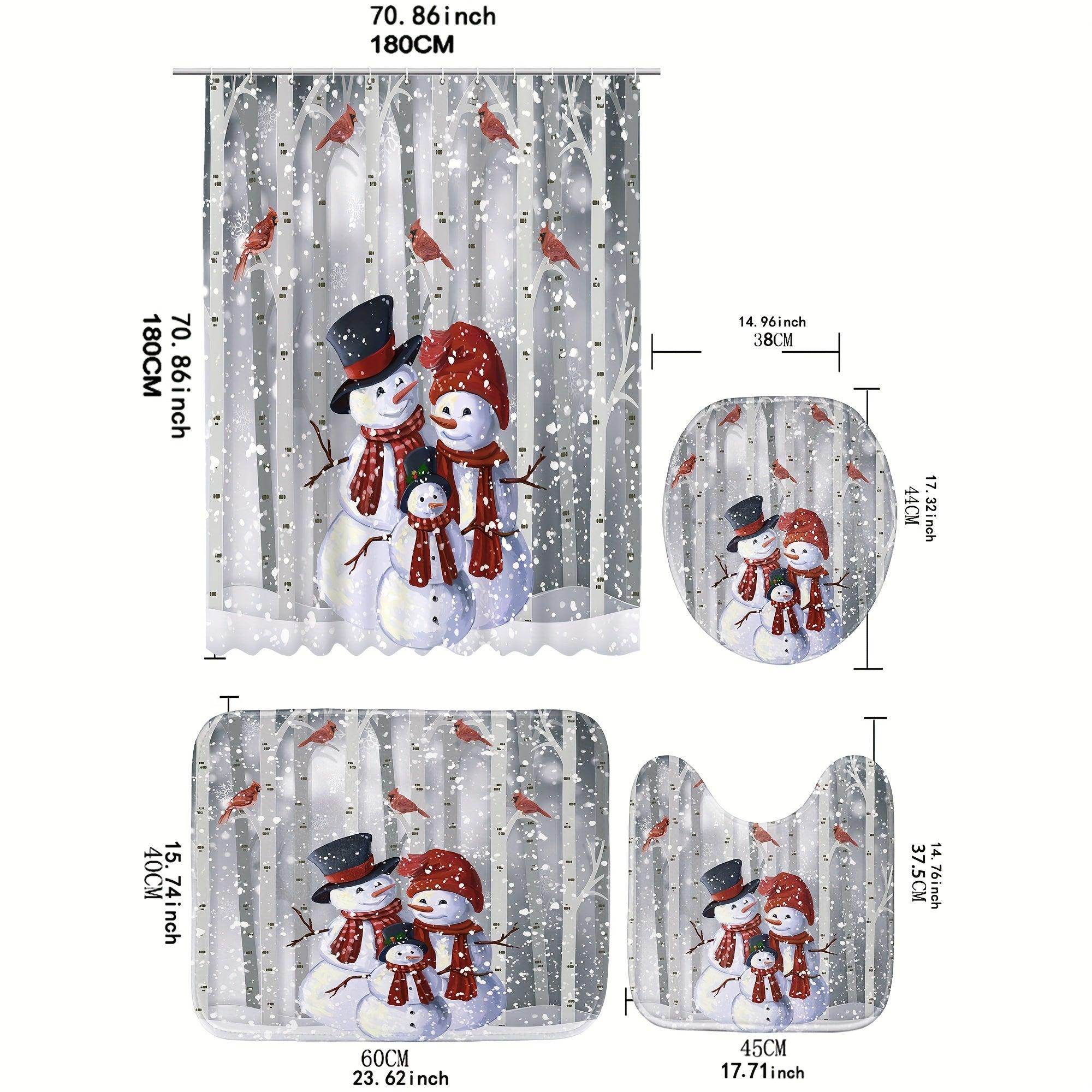 Christmas Snowman Shower Curtain Set - My Store