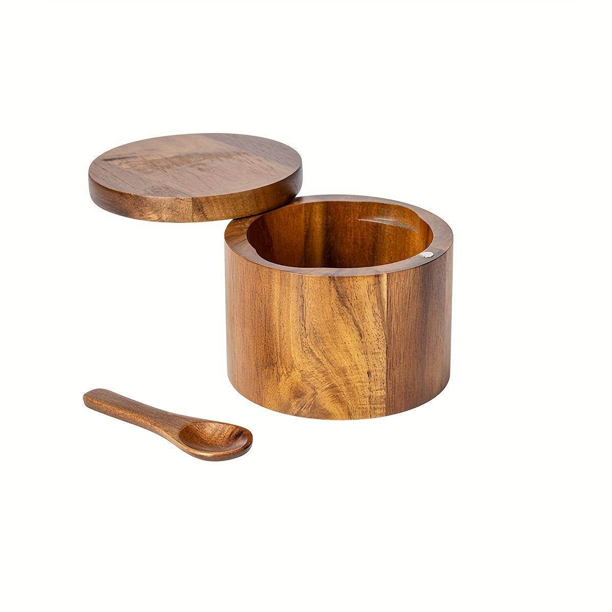 Wooden Rustic Salt & Pepper Set with Spoon - My Store