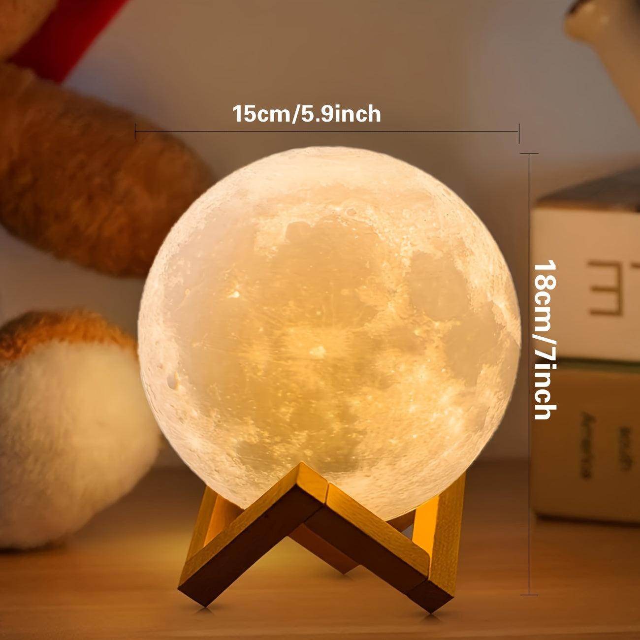 3D Printed Moon Lamp with Wooden Stand - My Store
