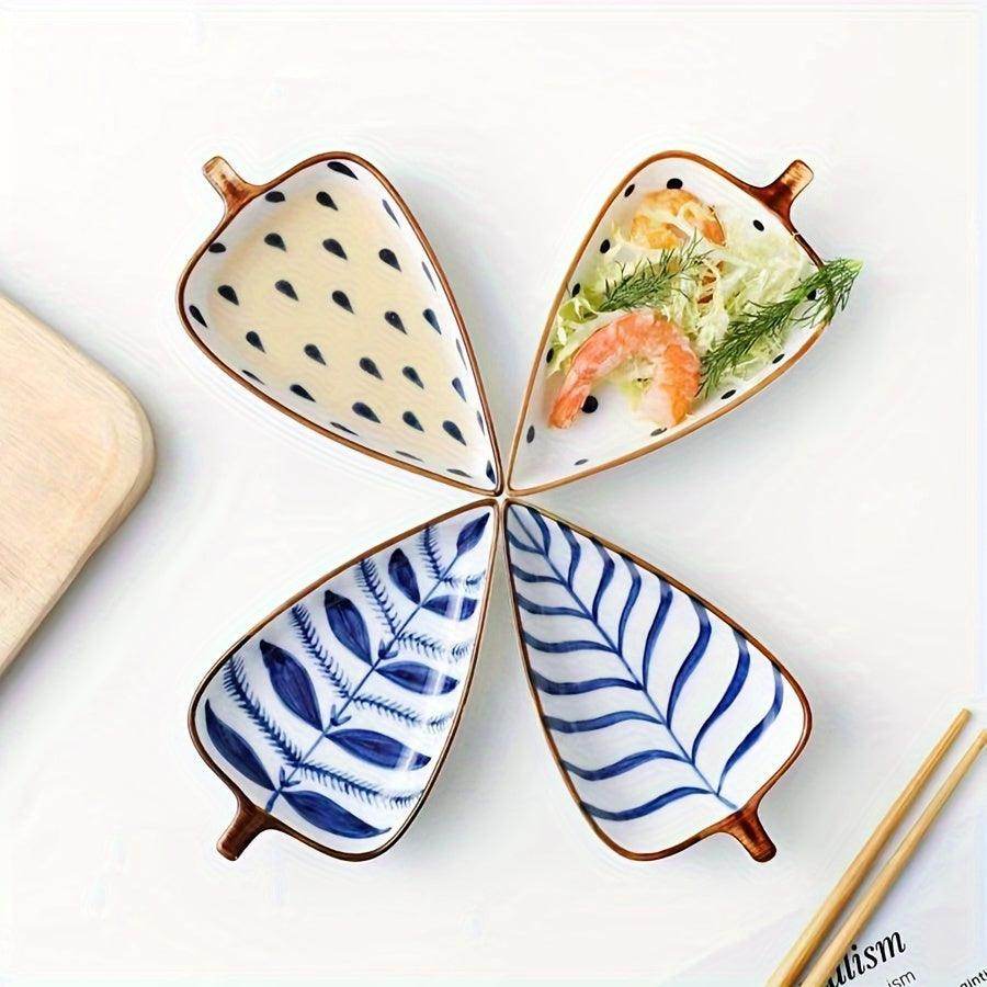 Ceramic Leaf-Shaped Snack Tray Set (4-Pieces) - My Store