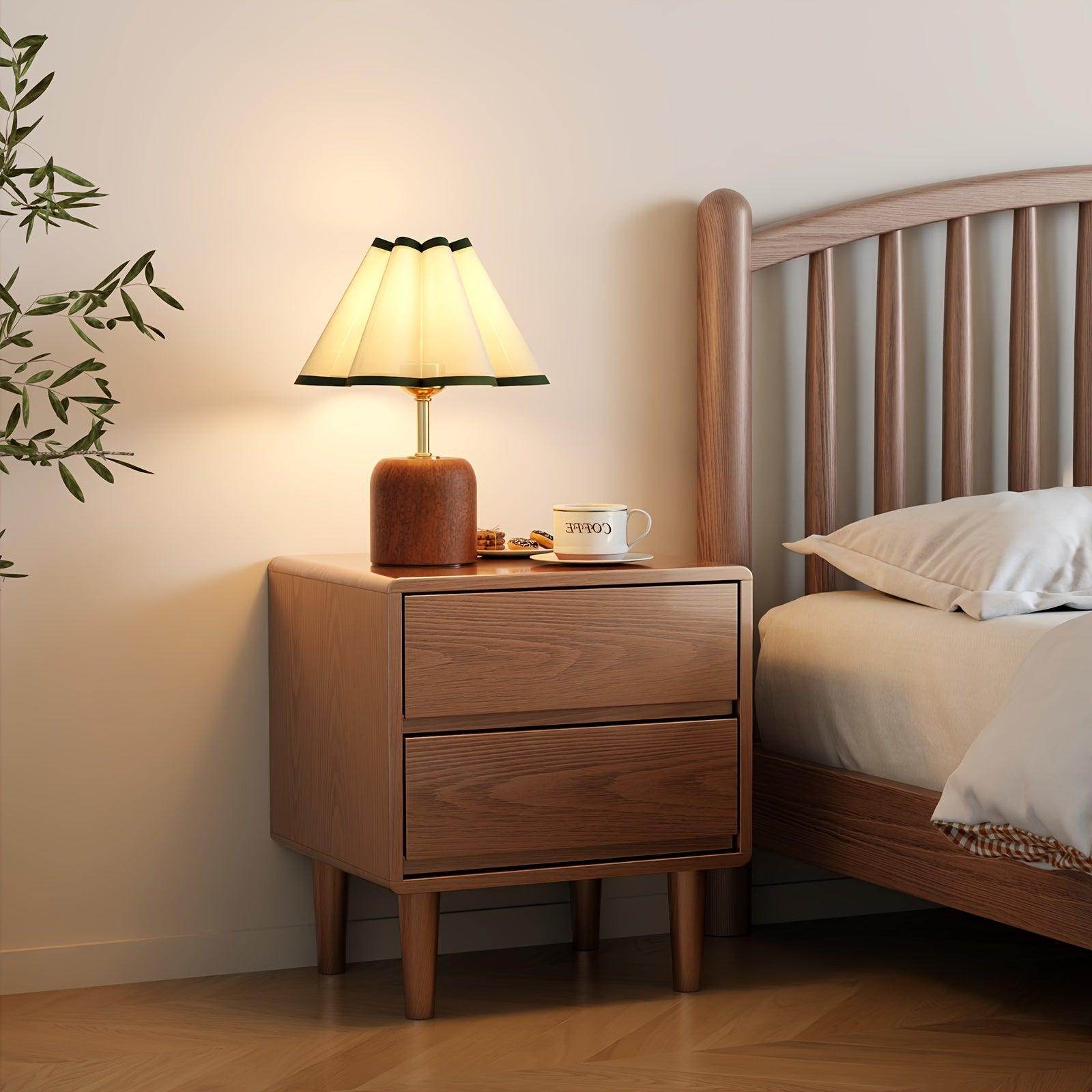 Solid Wood Nightstand with Drawers - My Store