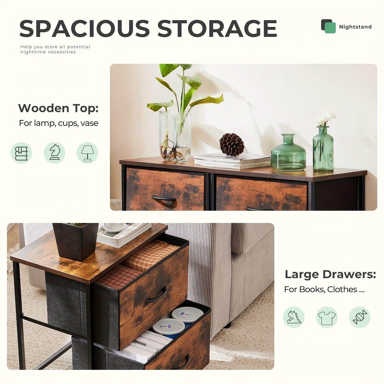 Nightstand with 2 Storage Drawers - My Store