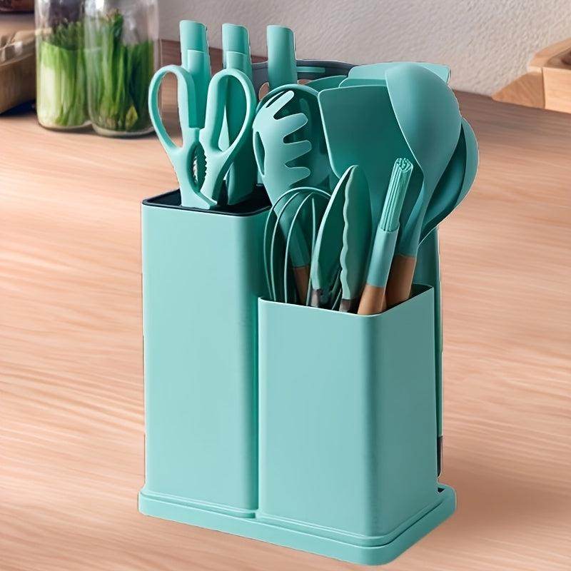 19-Piece Silicone Kitchen Utensil Set with Wooden Handles - My Store