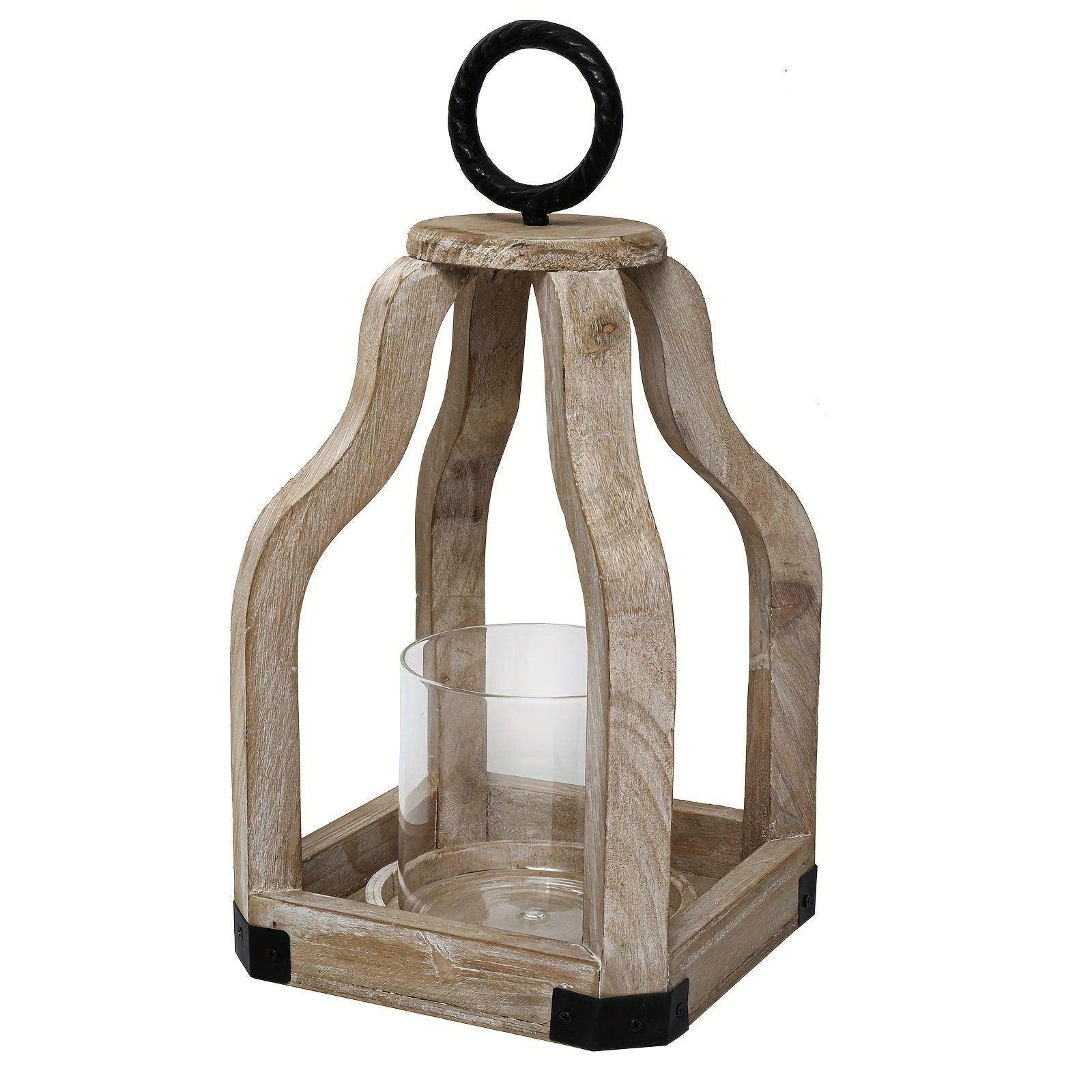 Rustic Farmhouse Wood Candle Lantern - My Store