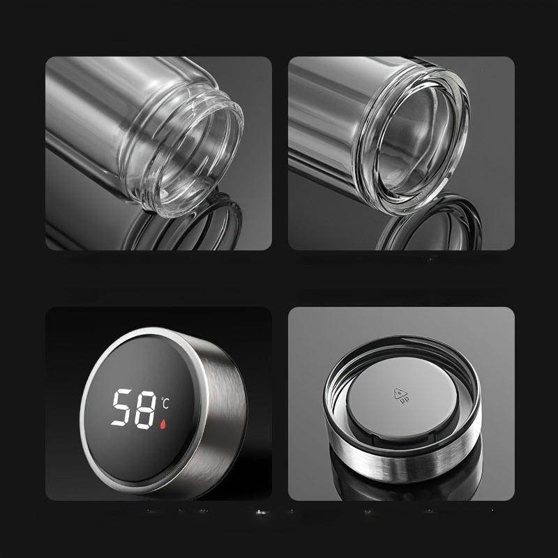 Double-Layer Glass Tea Bottle with Temperature Display - My Store