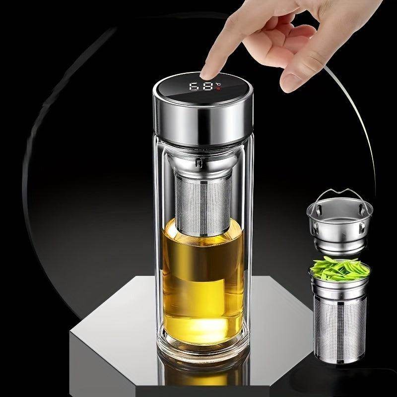 Double-Layer Glass Tea Bottle with Temperature Display - My Store