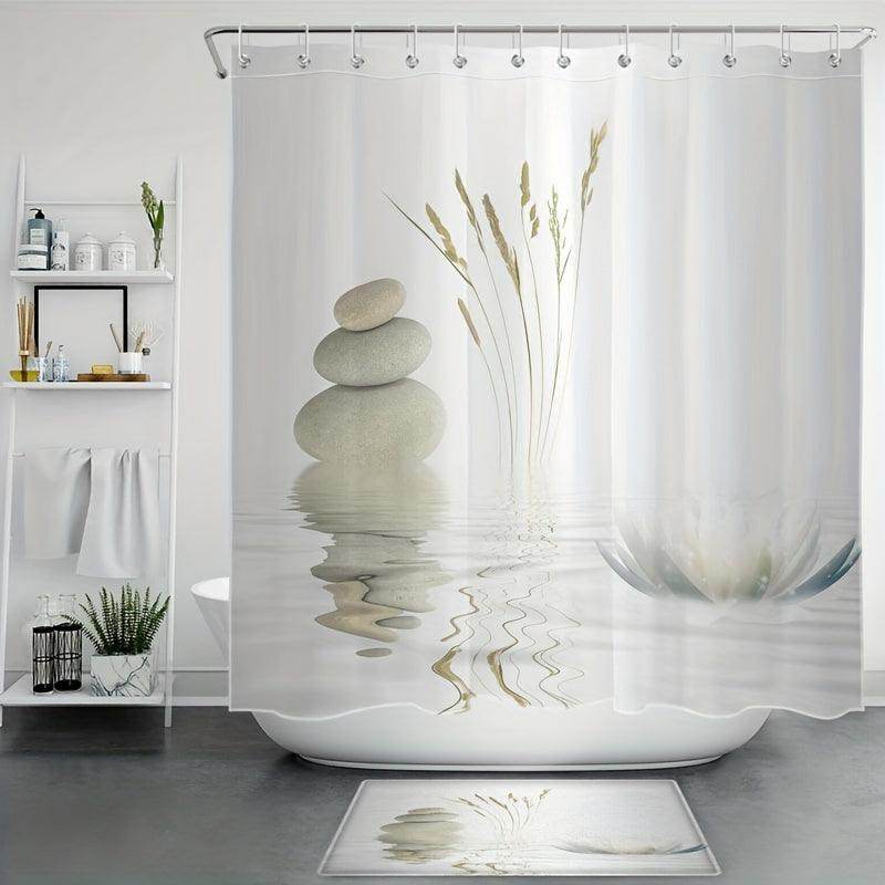 Stone Print Bathroom Curtain Set - My Store