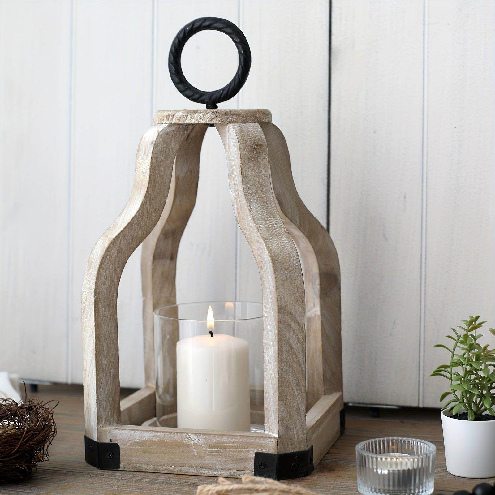 Rustic Farmhouse Wood Candle Lantern - My Store
