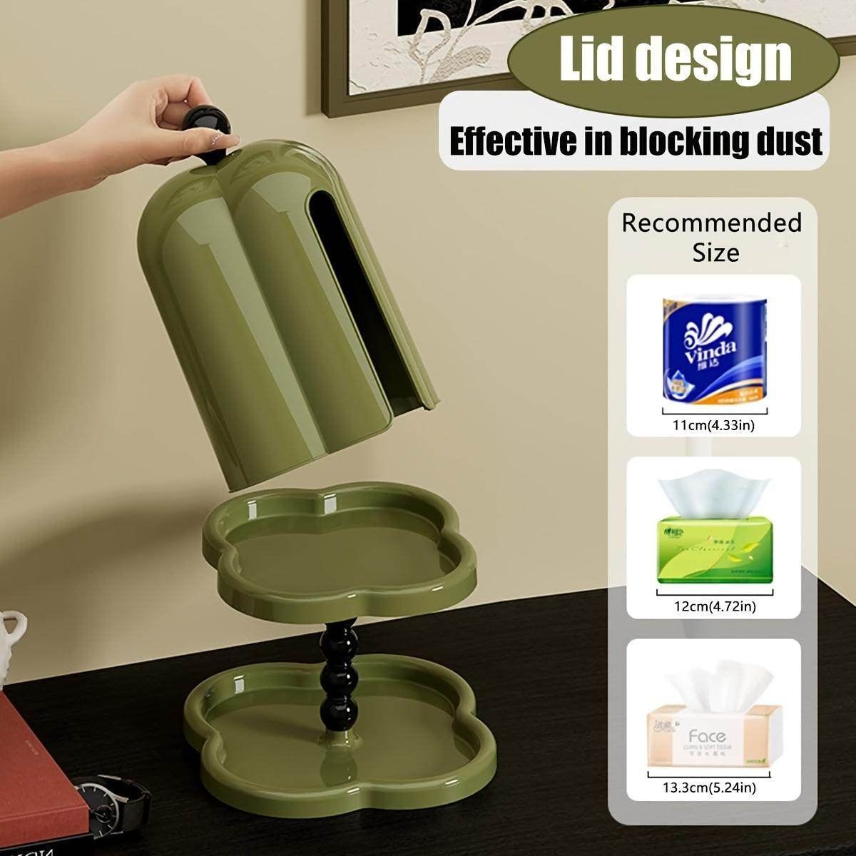 Green Retro Tissue Box with Storage Tray - My Store