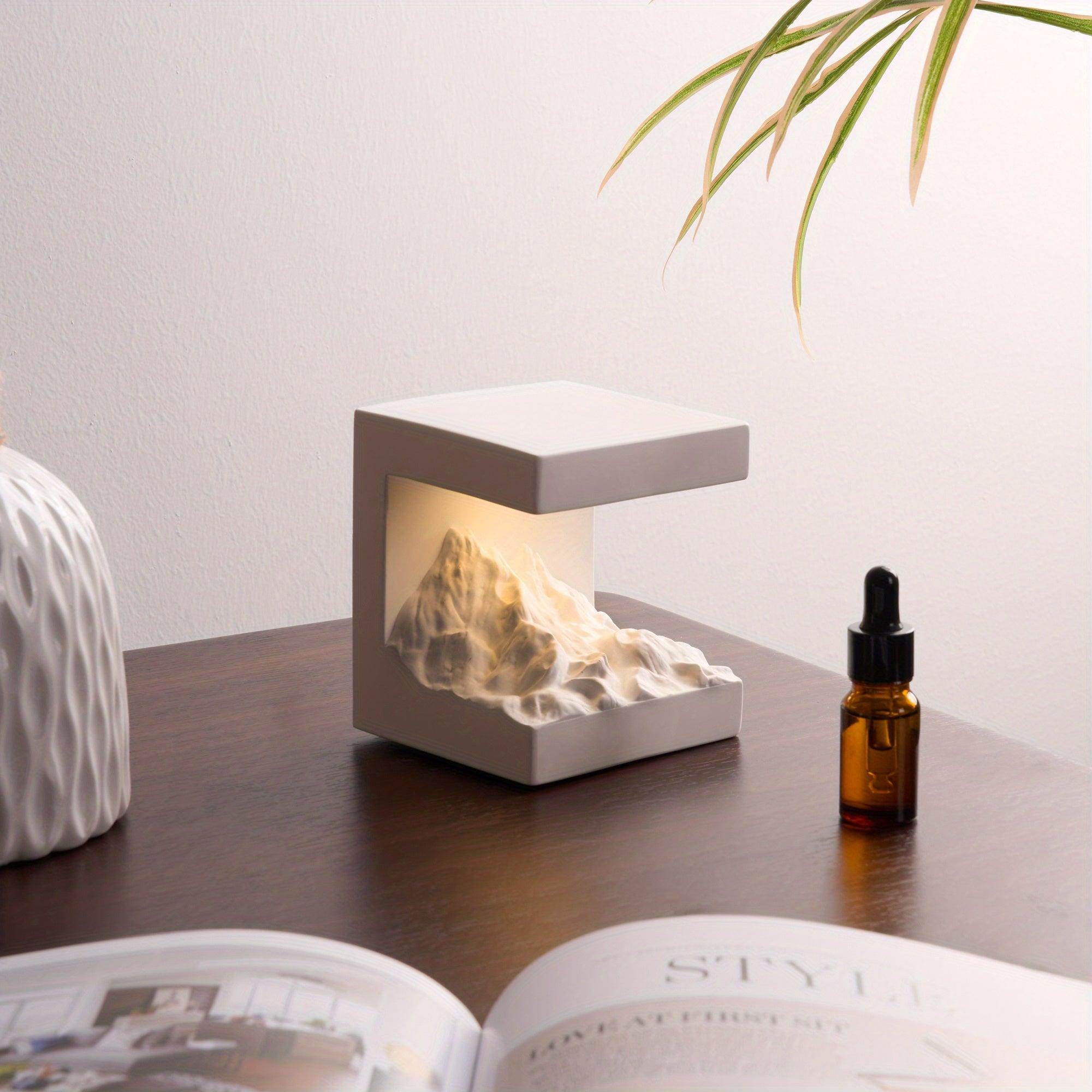 Elegant White Mountain Night Light with Sage Essential Oil - My Store