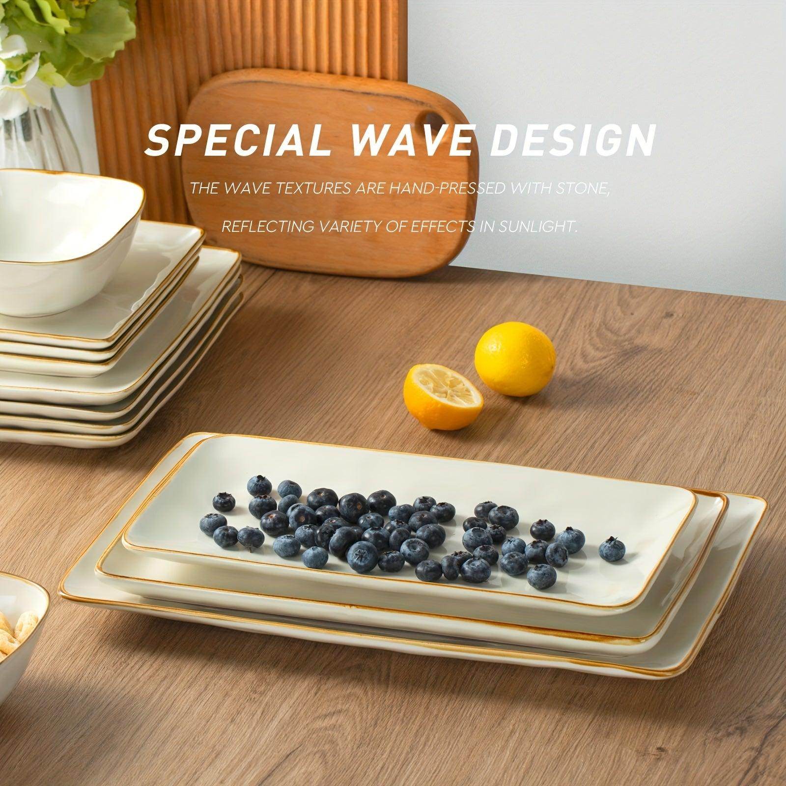 Ocean Series Stoneware Serving Trays Set (3pcs) - My Store