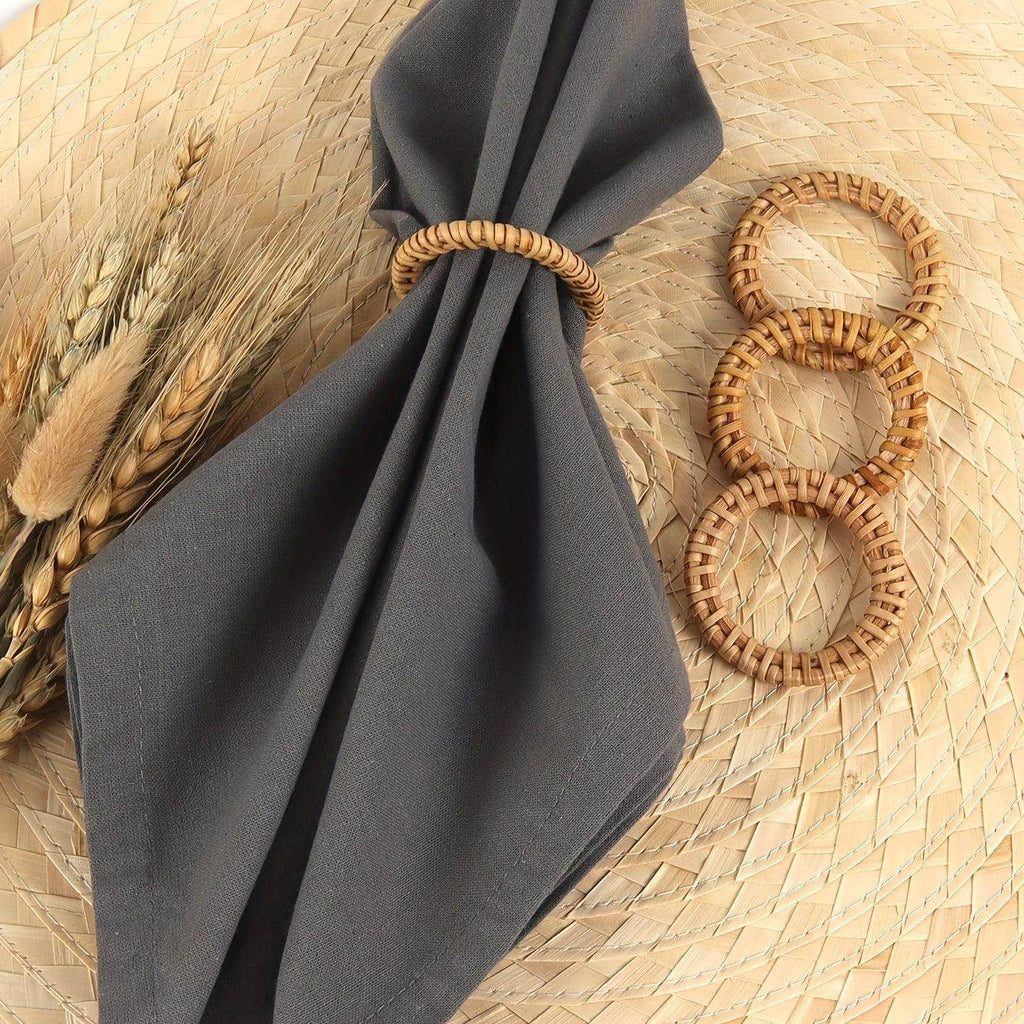 6pcs Round Woven Napkin Holder for - My Store