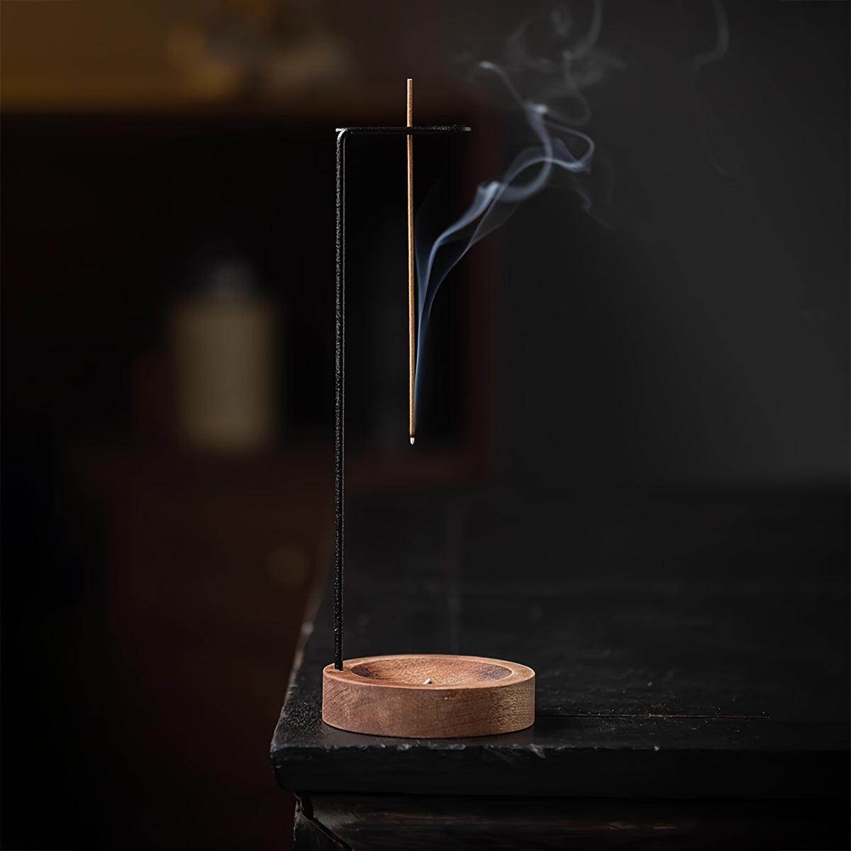 Elegant Copper Metal Incense Burner with Wooden Base - My Store