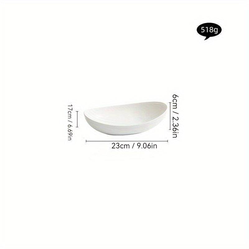 Elegant White Oval Ceramic Salad Bowl - My Store