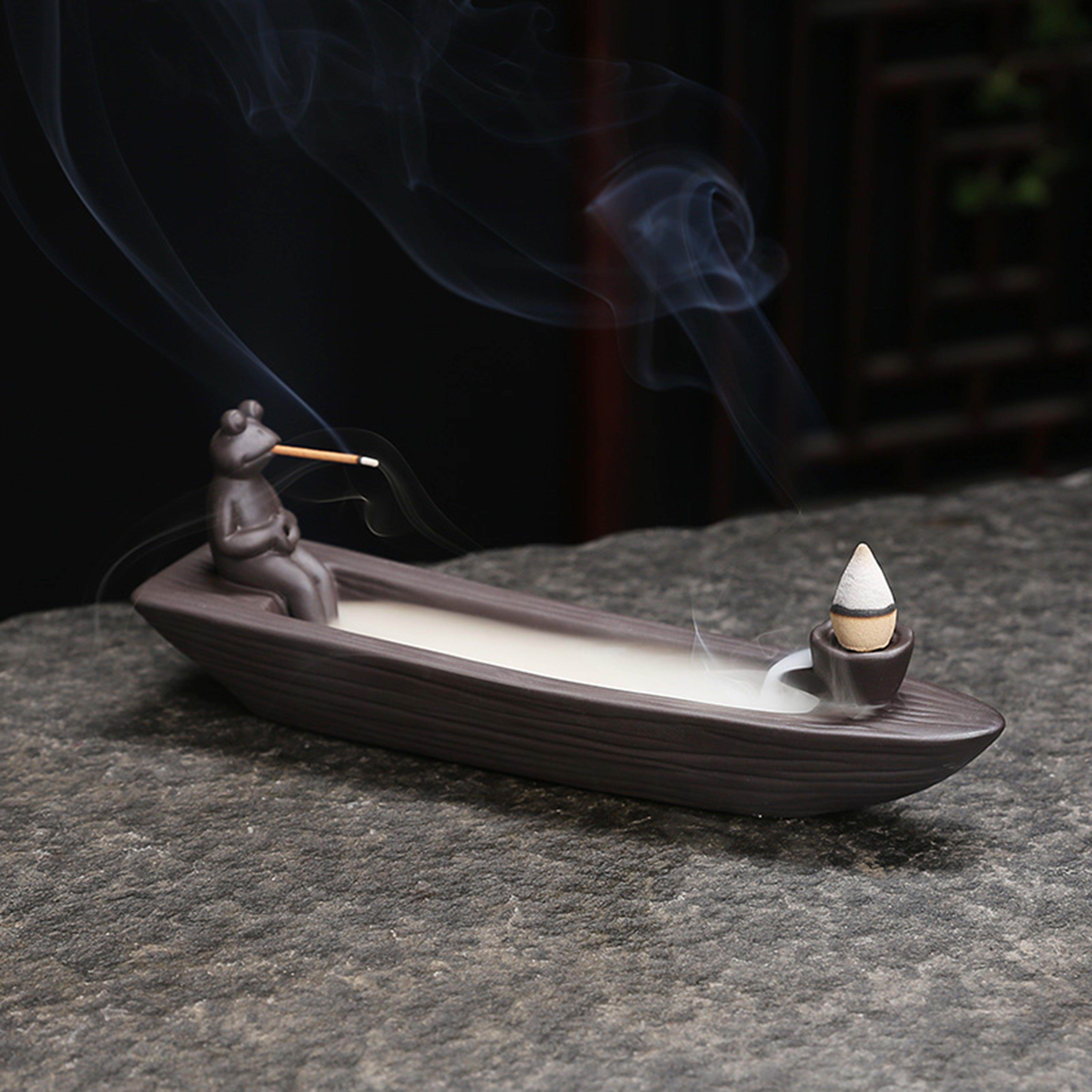 Frog Boat Waterfall Incense Holder - My Store