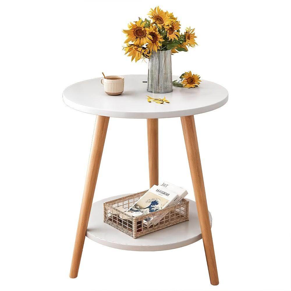 1pc Modern White Wooden Side Table with Tripod Base - My Store