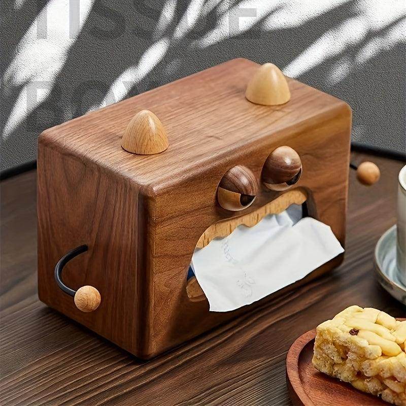 Charming Walnut Wood Monster Tissue Box - My Store