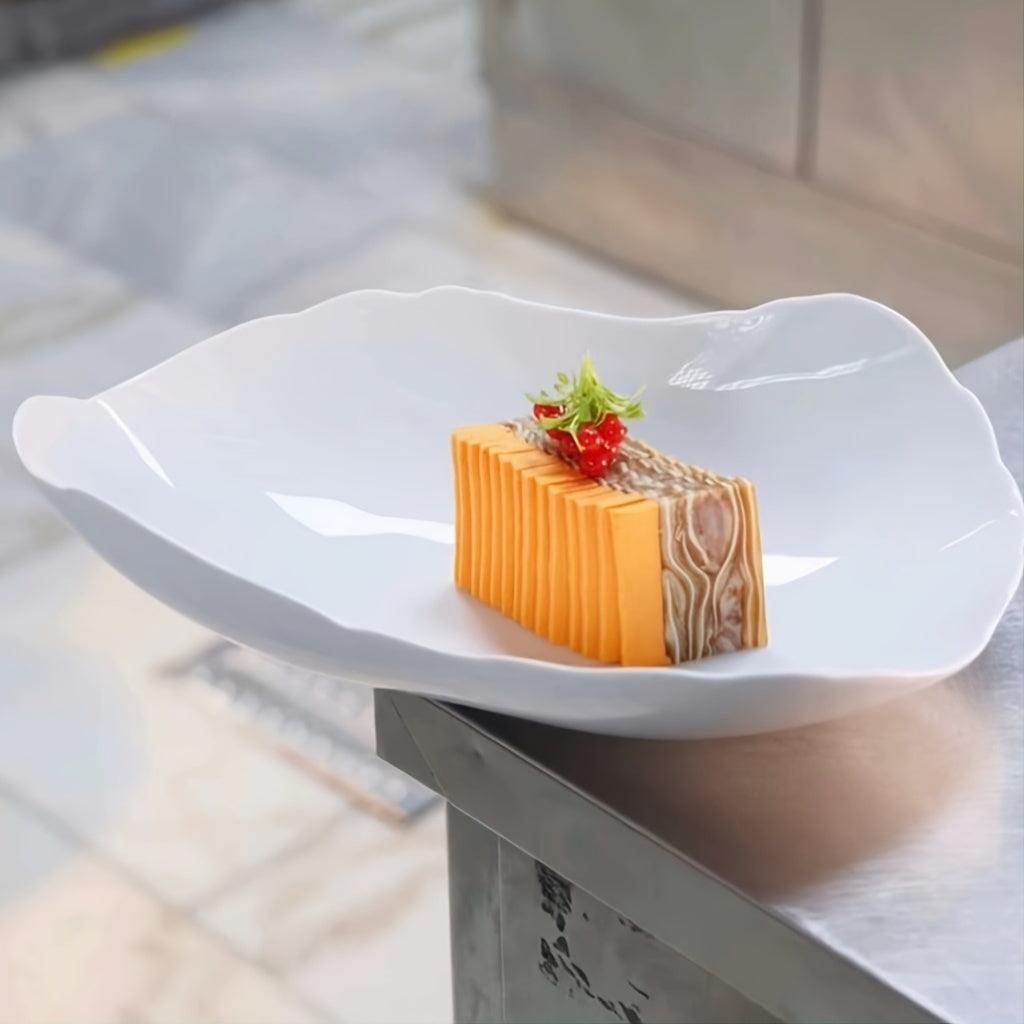 White Ceramic Leaf-Shaped Serving Platter - My Store