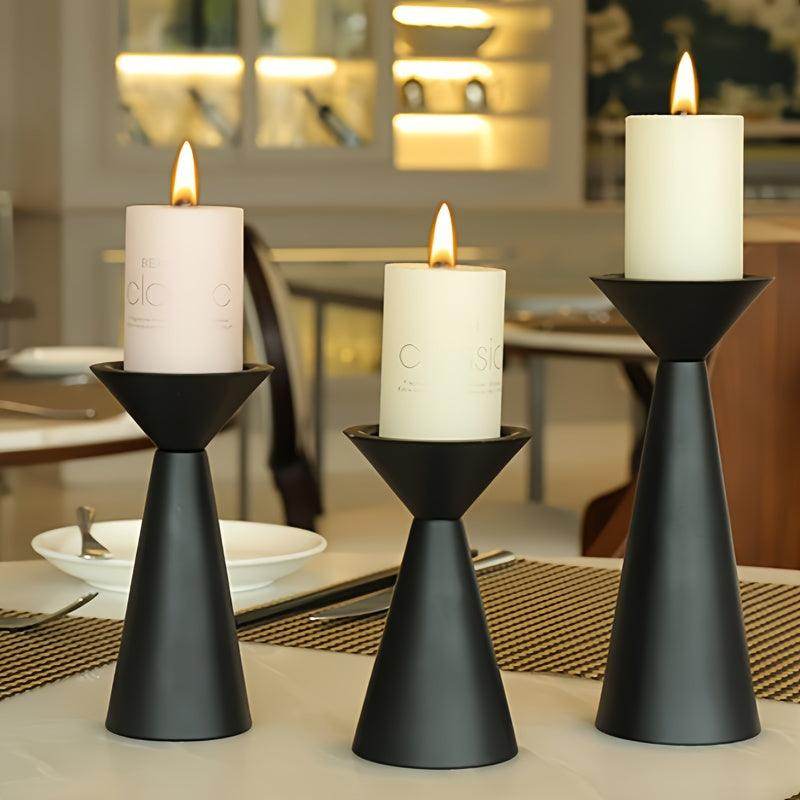 Modern Black Iron Candle Holder Set - My Store