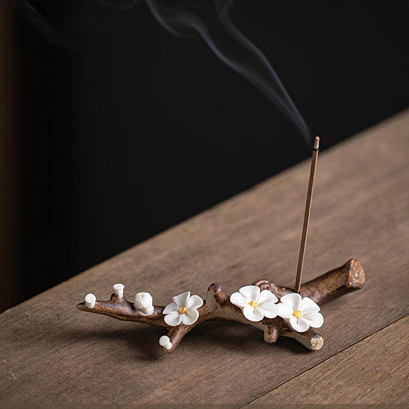Handcrafted Ceramic Plum Blossom Incense Holder - My Store