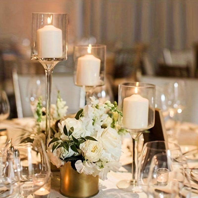 Set of 3 Clear Glass Candle Holders - My Store