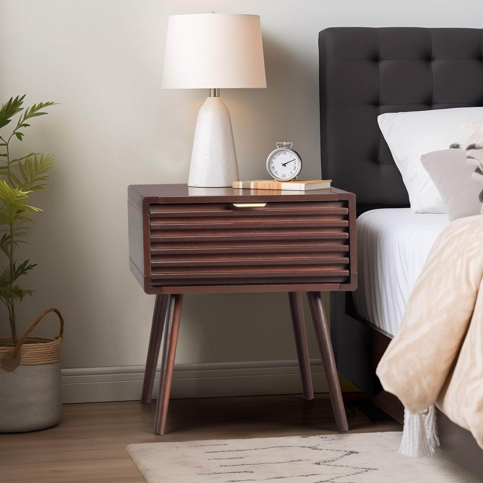 1pc Solid Wood Nightstand End Table - My Store