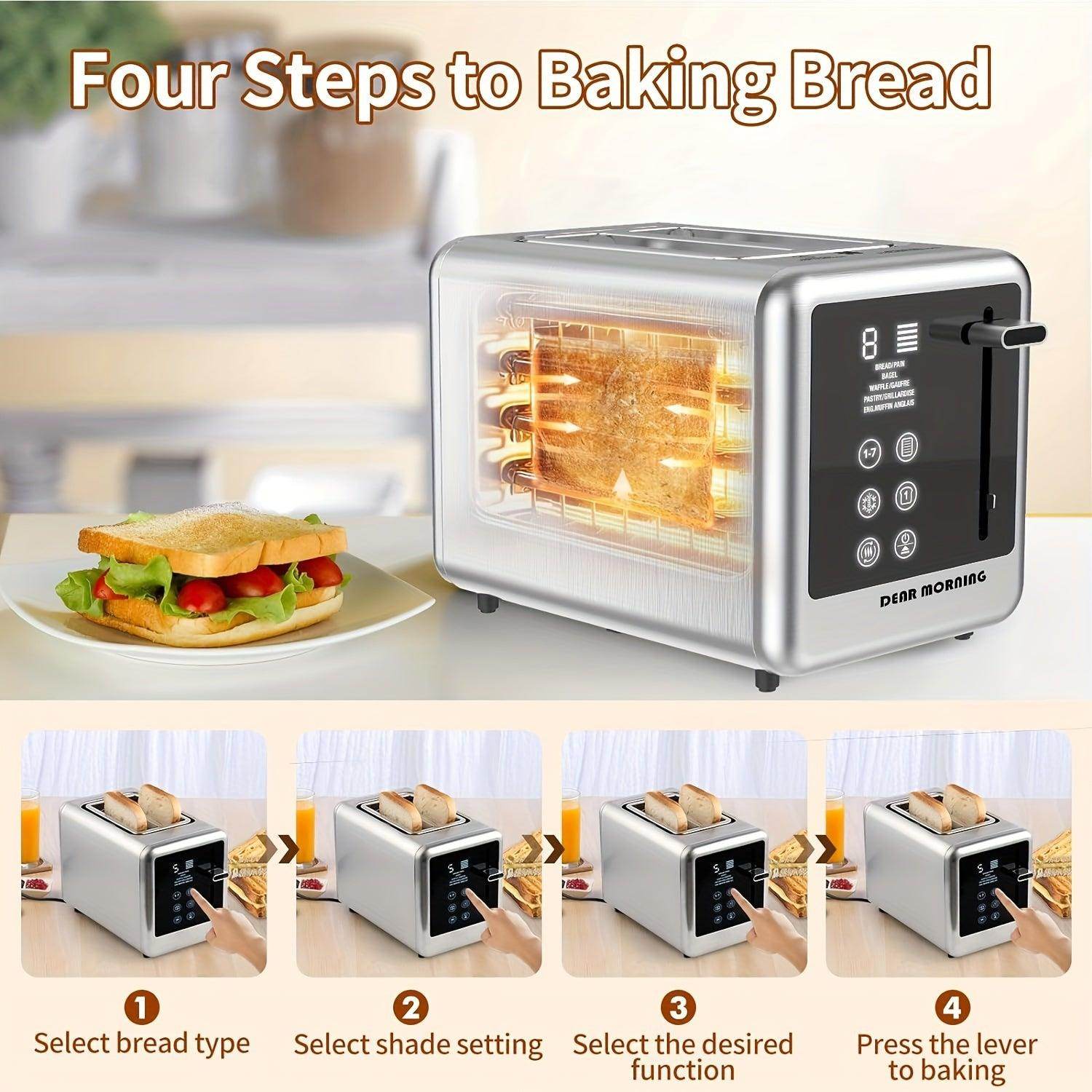 2 Slice Digital Touch Screen Stainless Toaster - My Store