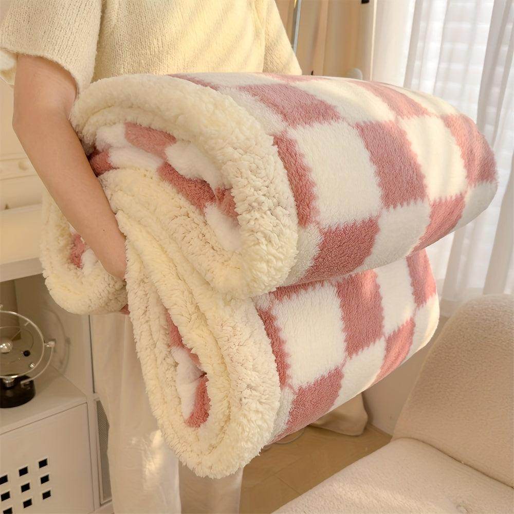 Charming Checkered Plush Fleece Blanket - My Store