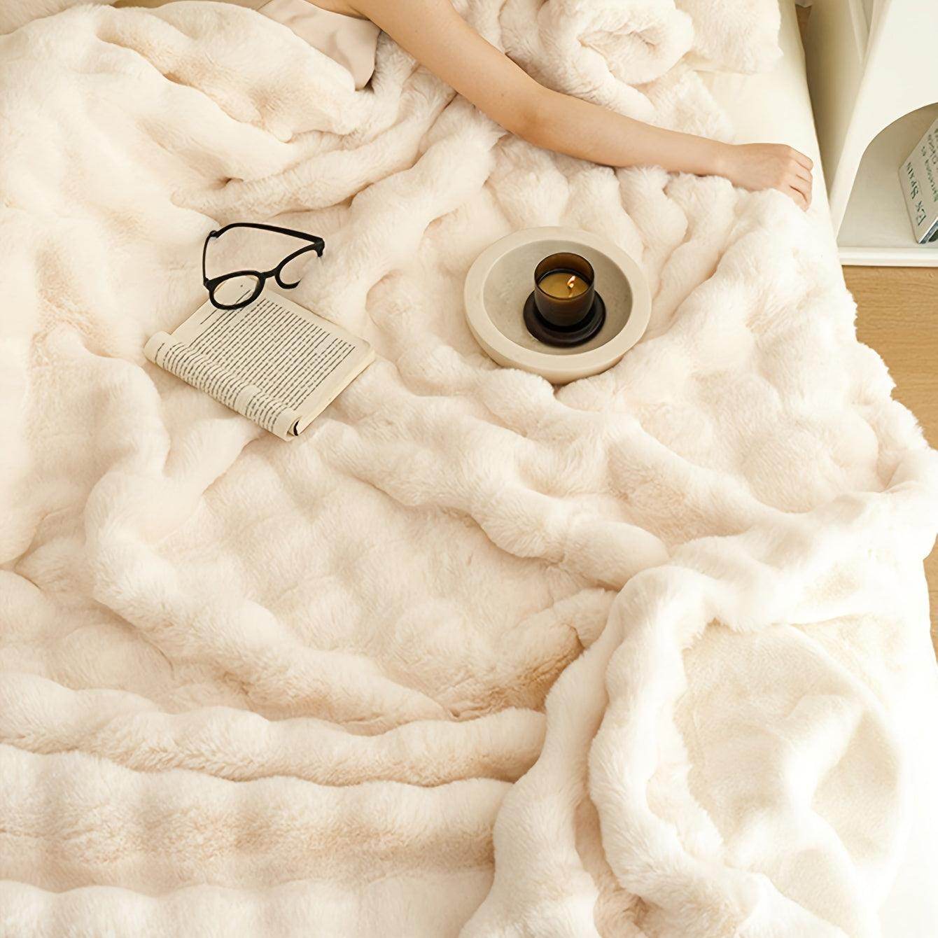 Faux Rabbit Fleece Throw Blanket – Soft & Warm for All Seasons - My Store