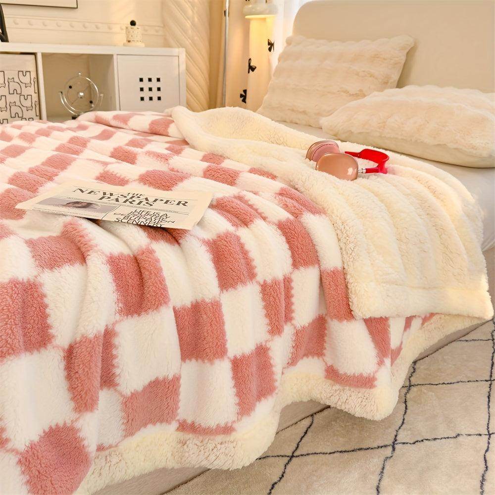 Charming Checkered Plush Fleece Blanket - My Store