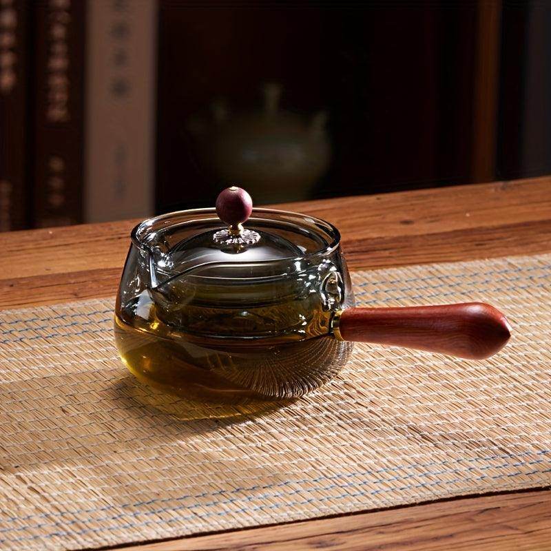 360-Degree Rotating Glass Teapot with Side Handle - 500ml - My Store