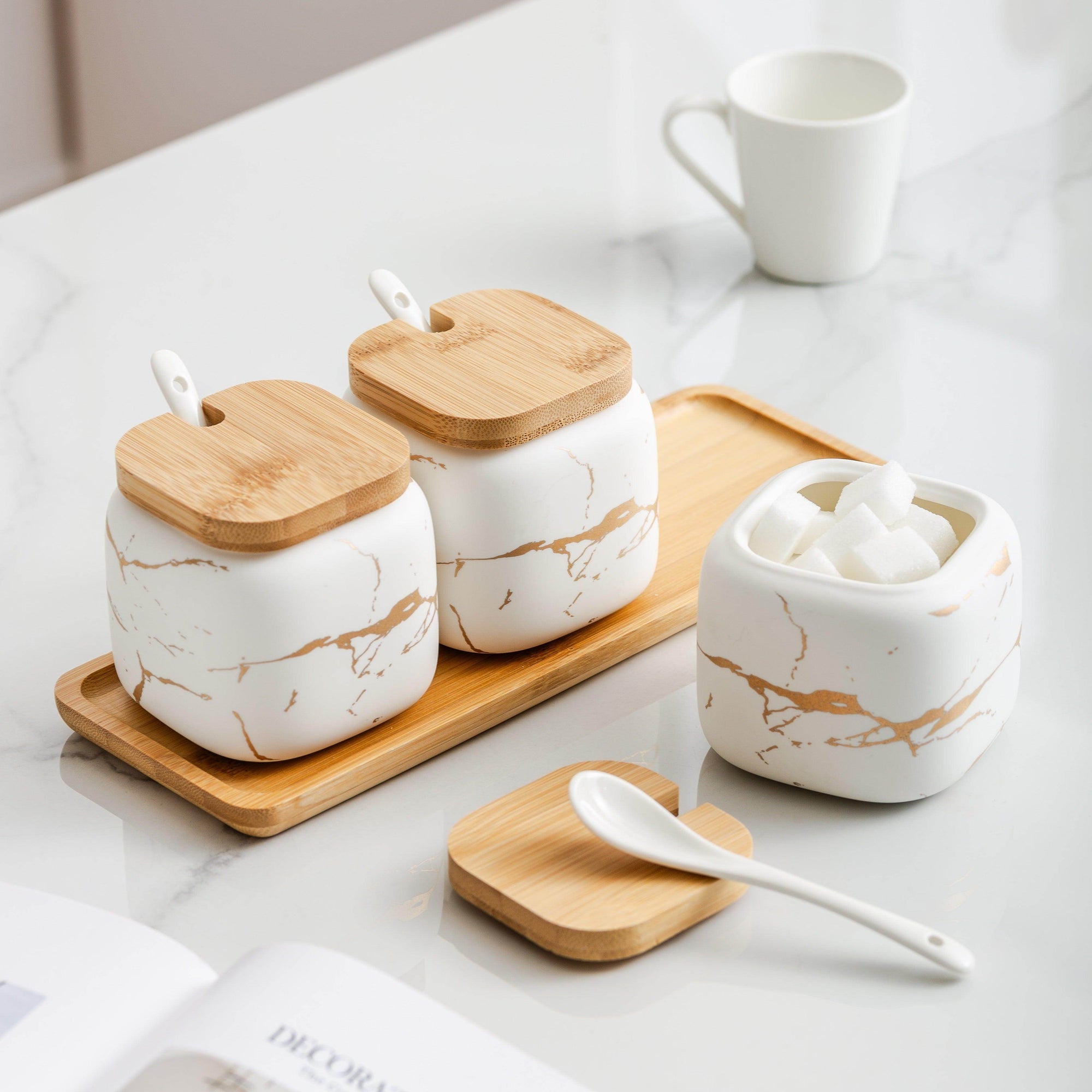 3pcs Creative Seasoning Pot Set with Tray & Spoons - My Store