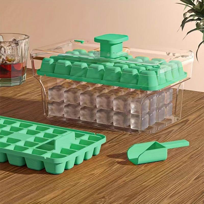 Easy-Release Ice Cube Tray with Lid & Scoop (34/68 Capacity) - My Store