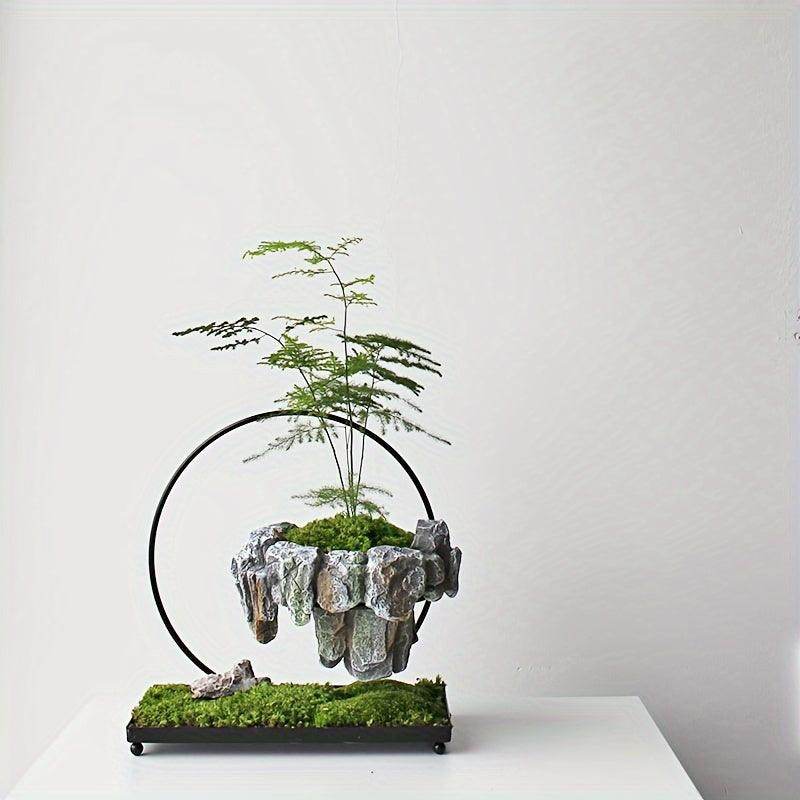 Elegant Metal Floating Island Bonsai Pot - My Store