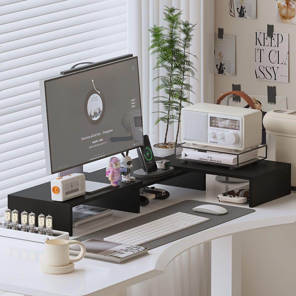 Wooden Computer Monitor Stand with Expandable Storage - My Store